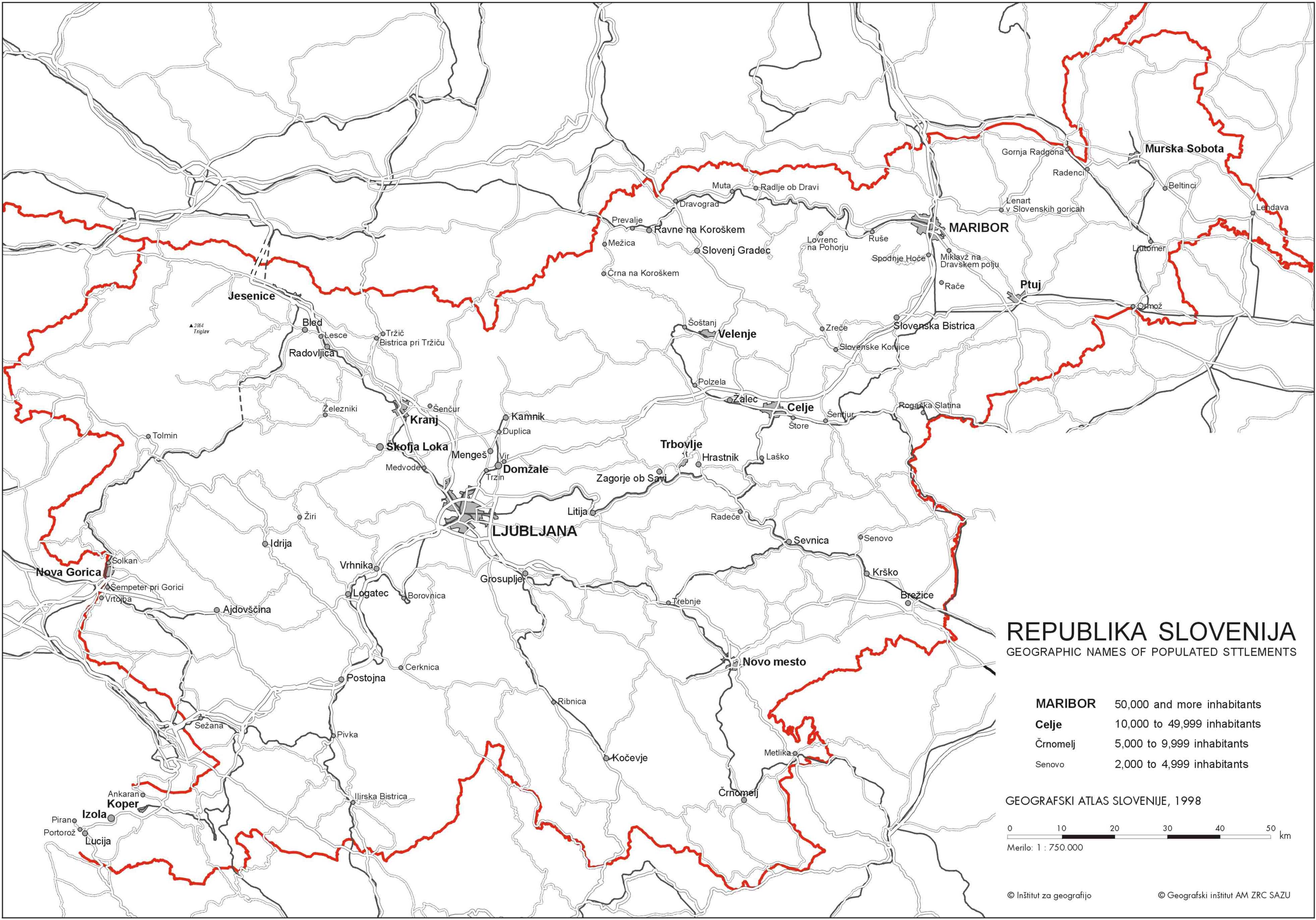 karta slovenije ceste Zemljevidi Republike Slovenije   Hervardi karta slovenije ceste